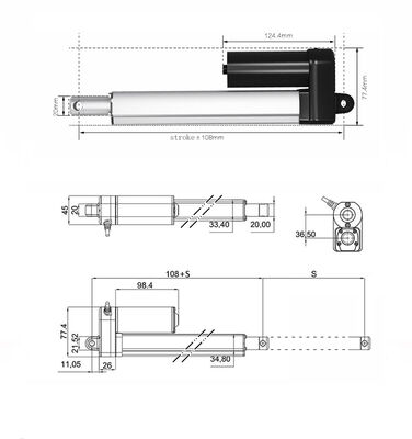 12V 24V DC Motor Waterproof Linear Actuator Customized Torque Heavy ...